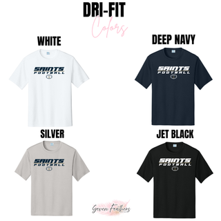 Topeka Saints Full Speed Football short sleeve performance top color options in white, deep navy, silver, and jet black
