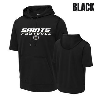 Topeka Saints Full Speed Football Short Sleeve Hooded Pullover in Black, front and back
