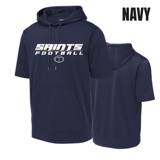 Topeka Saints Full Speed Football Short Sleeve Hooded Pullover in Navy, front and back