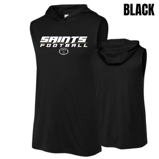 Topeka Saints Full Speed Football Competitor Sleeveless Hoodie in Black, front and back