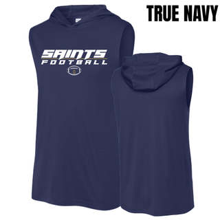 Topeka Saints Full Speed Football Competitor Sleeveless Hoodie in True Navy, front and back