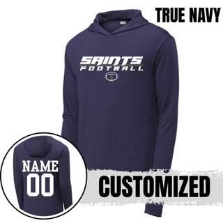 True navy Topeka Saints Full Speed Football PosiCharge Competitor Hoodie with personalized player name and number on the back
