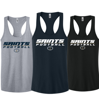 Topeka Saints Full Speed Football Women's Ideal Racerback Tanks in Heather Grey, Midnight Navy, and Black