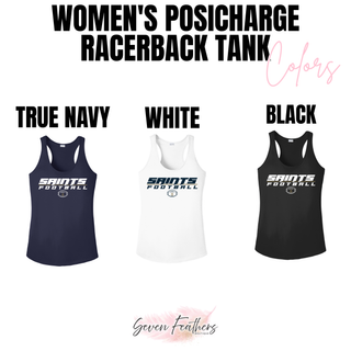 True Navy, White, and Black color options for the Topeka Saints Full Speed Football Women's Racerback Tank
