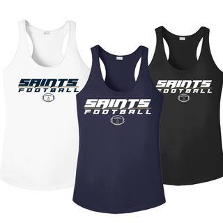 Topeka Saints Full Speed Football Women's Racerback Tanks in White, True Navy, and Black