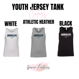 Black, White, and Athletic Heather color options for the Topeka Saints Full Speed Football Youth Jersey Tank