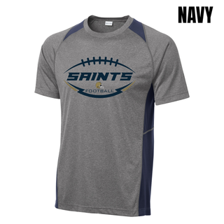 Grey and navy Topeka Saints gridiron crest colorblock performance top