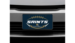Topeka Saints Gridiron Crest football license plate mounted on the front of a vehicle
