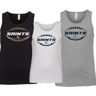 Topeka Saints gridiron crest youth jersey tanks in athletic heather grey, white, and black