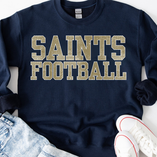 Navy Topeka Saints textured varsity football crewneck sweatshirt flat lay