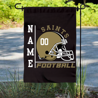 Personalized Topeka Saints Varsity Helmet football garden flag with player name and number