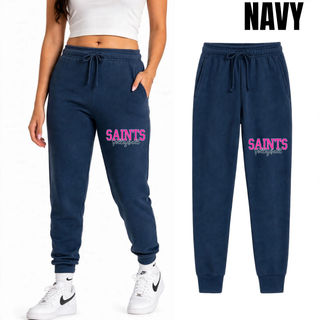 Woman wearing Topeka Saints Volleyball bold block script core fleece jogger in navy