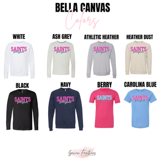 Topeka Saints Volleyball bold block script top color options white ash grey athletic heather heather dust black navy berry and carolina blue