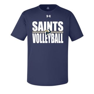 Under Armour Team Tech Top in navy with bold Saints Volleyball design