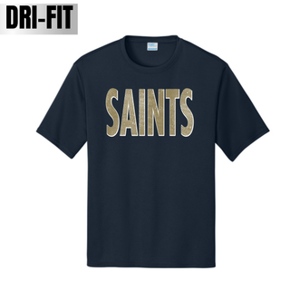 Topeka Saints Volleyball distressed outline Dri-Fit performance top in deep navy short sleeve