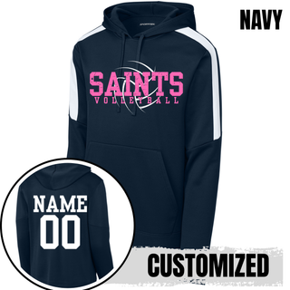 Navy Topeka Saints Volleyball distressed swirl fan favorite hoodie with customized name and number on back