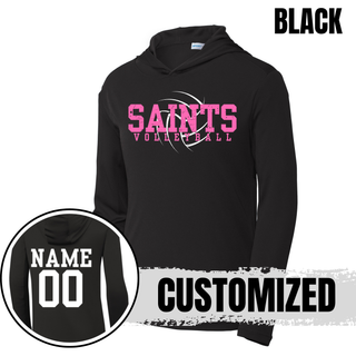 Black Topeka Saints Volleyball Distressed Swirl PosiCharge Competitor Hooded Pullover with personalized name and number on back