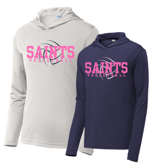 Silver and true navy Topeka Saints Volleyball Distressed Swirl PosiCharge Competitor Hooded Pullover pair