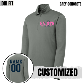 Concrete grey Topeka Saints Volleyball distressed swirl quarter zip pullover with customized name and number on back