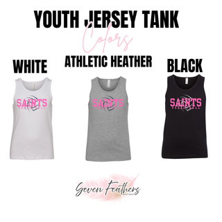 Topeka Saints Volleyball distressed swirl youth jersey tank color options white athletic heather and black