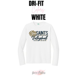 Topeka Saints Volleyball Dotted Serve Dri-Fit performance long sleeve white color option