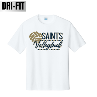 White Topeka Saints Volleyball Dotted Serve Dri-Fit performance top flat lay