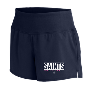 Navy Topeka Saints Volleyball letter block women's repeat short with white block lettering and pink volleyball script