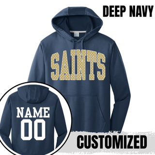 Topeka Saints Volleyball Polka Dot performance pullover hoodie deep navy with personalized name and number on back