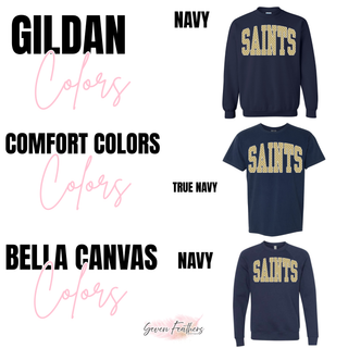 Topeka Saints Volleyball Polka Dot top Gildan, Comfort Colors, and Bella Canvas navy options