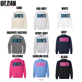 Topeka Saints Volleyball Retro Top Gildan color options including sand, navy, heliconia, and Carolina blue