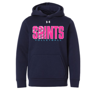 Topeka Saints Volleyball Retro Under Armour Team Icon Fleece Hoodie in navy with pink logo