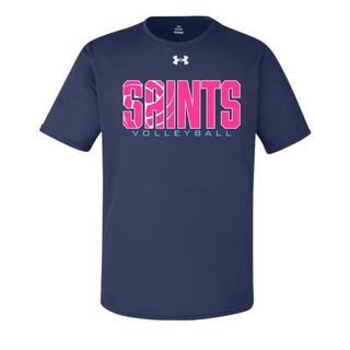 Topeka Saints Volleyball Retro Under Armour Team Tech Top in navy with pink logo