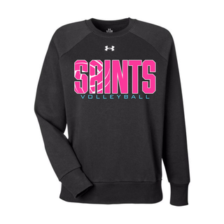 Topeka Saints Volleyball Retro Under Armour Women's Rival Fleece Crewneck in black with pink logo