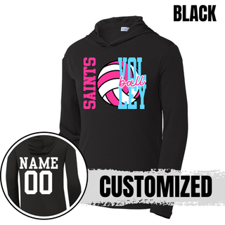 Black PosiCharge Competitor hoodie shown with customized name and number on back