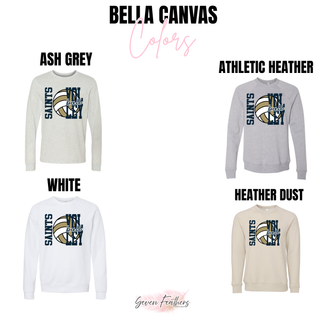 Bella Canvas long sleeve and crewneck in ash grey, athletic heather, white, and heather dust colors
