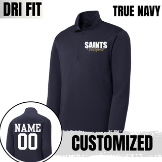 Topeka Saints Volleyball Stacked Dri-Fit quarter zip pullover true navy with personalized name and number on back