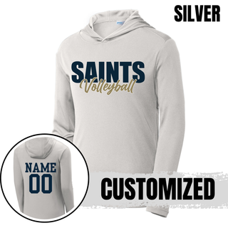 Topeka Saints Volleyball Stacked PosiCharge Competitor hoodie silver with personalized name and number on back