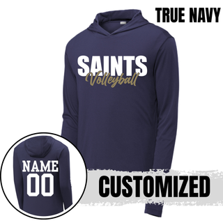 Topeka Saints Volleyball Stacked PosiCharge Competitor hoodie true navy with personalized name and number on back