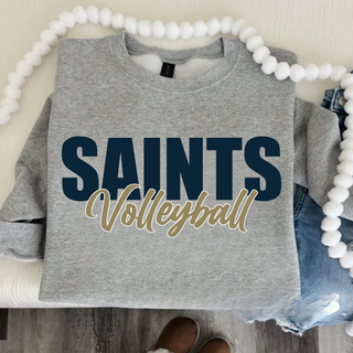 Heather grey Topeka Saints Volleyball Stacked top flat lay styled with denim and shoes