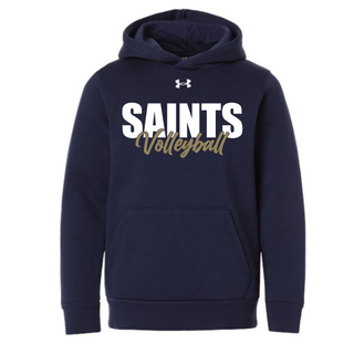 Navy Under Armour Team Icon Fleece Hoodie with Topeka Saints Volleyball stacked design