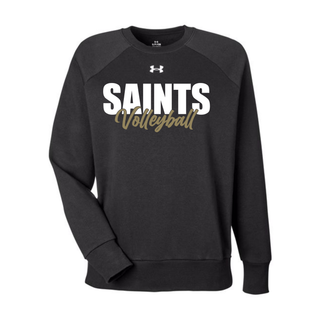 Black Under Armour Women's Rival Fleece Crewneck with Topeka Saints Volleyball stacked design