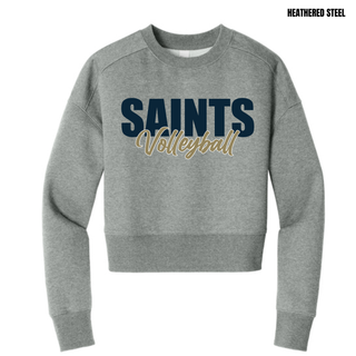 Heathered steel Topeka Saints Volleyball Stacked Women's Fleece Cropped Crew