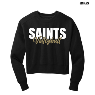 Jet black Topeka Saints Volleyball Stacked Women's Fleece Cropped Crew