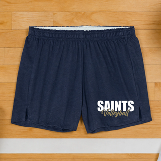 True navy Topeka Saints Volleyball Stacked Women's Jersey Knit Squad short flat lay