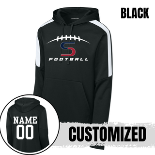 Topeka Seaman Vikings football fan favorite hoodie in black with customized name and number on back
