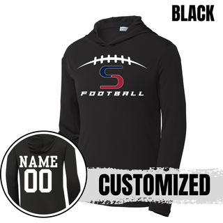 Topeka Seaman Vikings football PosiCharge Competitor hoodie in black with customized name and number on back

