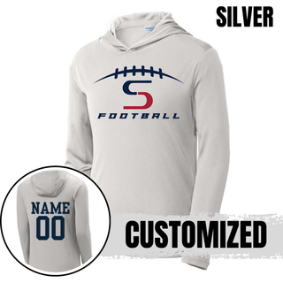 Topeka Seaman Vikings football PosiCharge Competitor hoodie in silver with customized name and number on back
