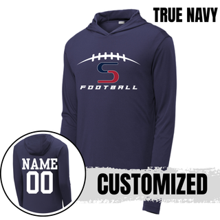 Topeka Seaman Vikings football PosiCharge Competitor hoodie in true navy with customized name and number on back
