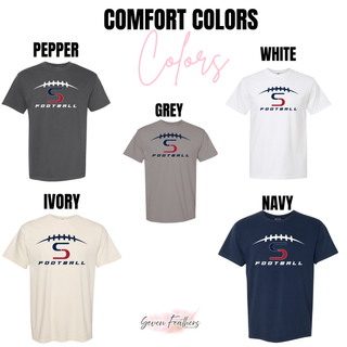 Comfort Colors color options for Topeka Seaman Vikings football S logo top including pepper, white, grey, ivory, and navy
