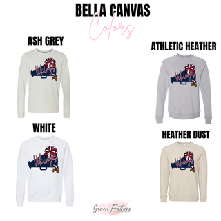Topeka Seaman Vikings megaphone cheer graphic Bella Canvas color options: ash grey, athletic heather, white, and heather dust